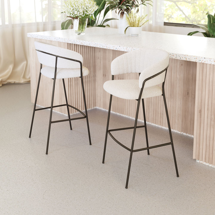 Zuo Josephine Barstool (Set of 2) Cream