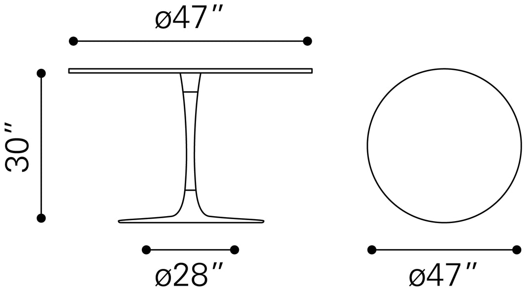 Zuo Ithaca Dining Table White & Gold
