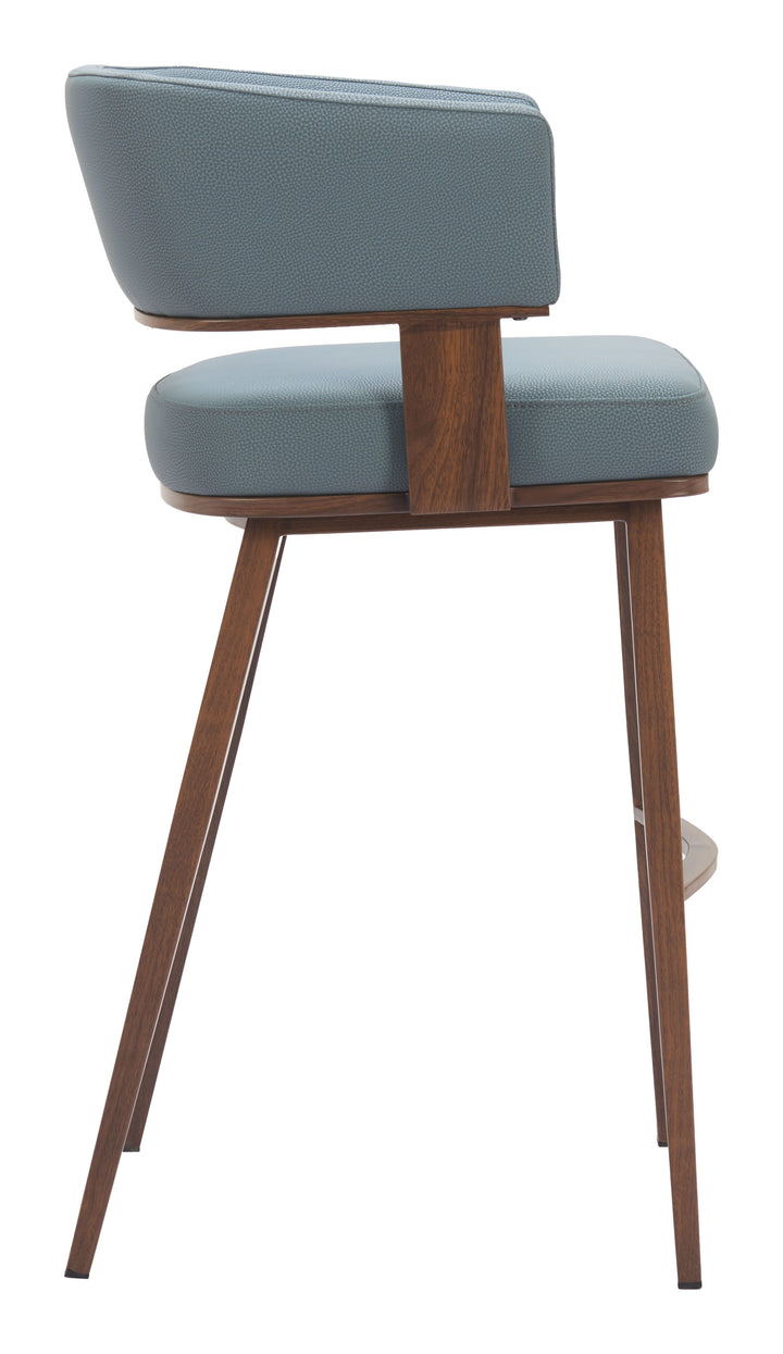 Zuo Poise Barstool Azure Gray & Walnut