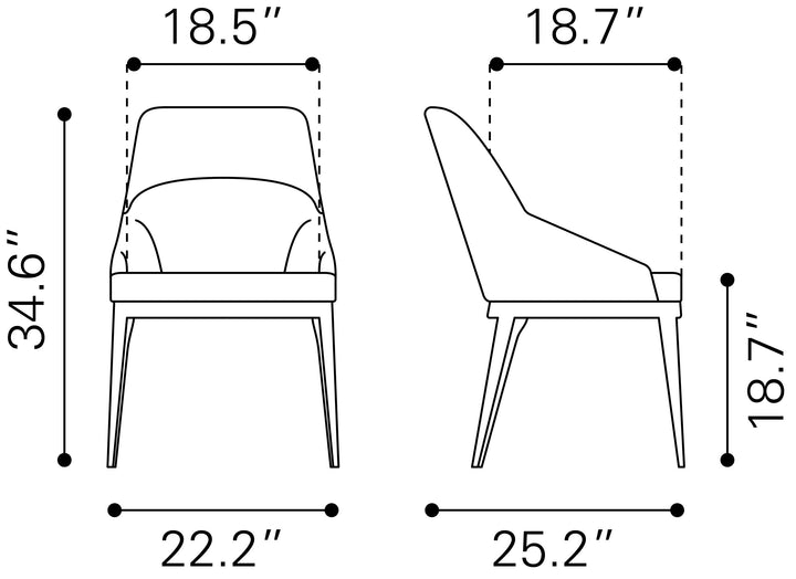Zuo Ayr Dining Chair (Set of 2) Slate Gray