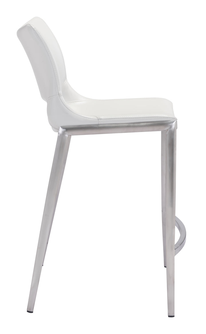 Zuo Ace Counter Stool (Set of 2) White & Silver