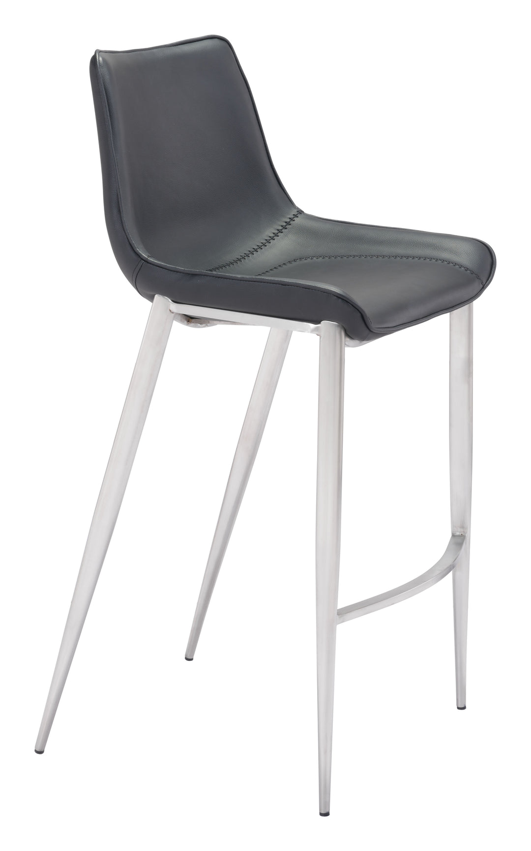 Zuo Magnus Barstool (Set of 2) Black & Silver