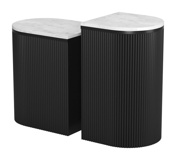 Zuo Ormara Side Table Set (2-Piece) White & Black