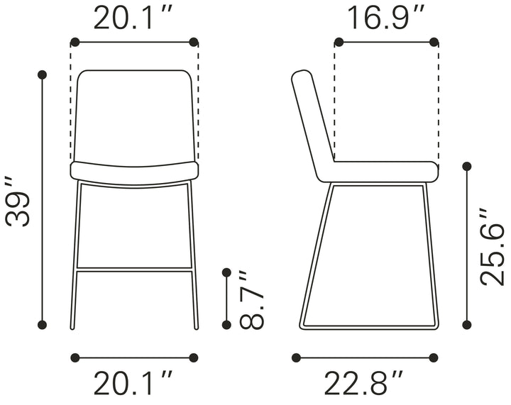Zuo Mode Counter Stool (Set of 2) Yellow