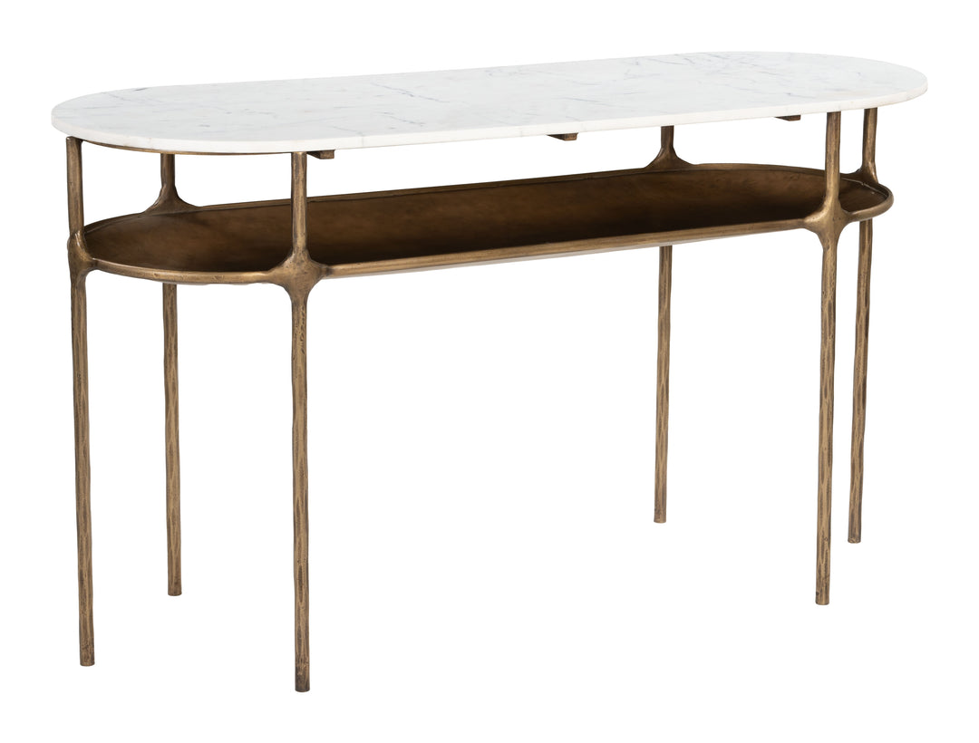 Zuo Bild Console Table White & Brass