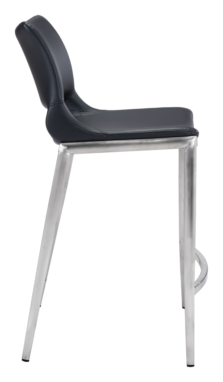 Zuo Ace Counter Stool (Set of 2) Black & Silver