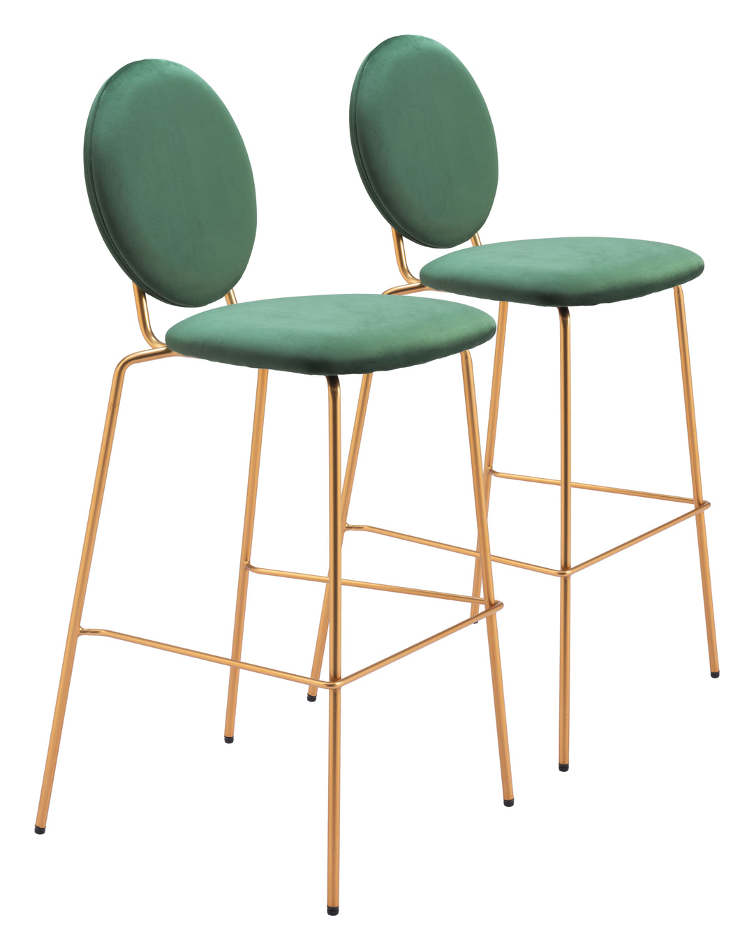 Zuo Odessa Barstool (Set of 2) Green & Gold