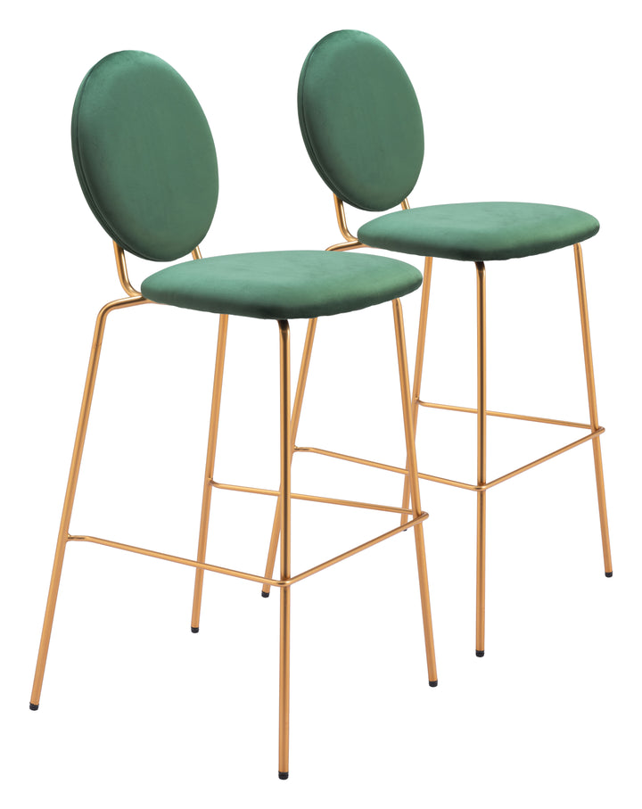 Zuo Odessa Barstool (Set of 2) Green & Gold