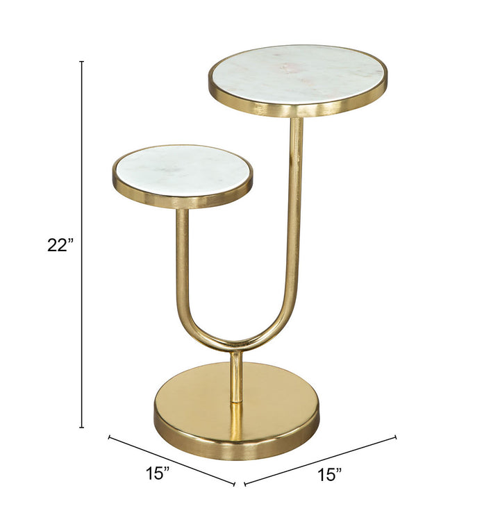 Zuo Marc Side Table White & Gold