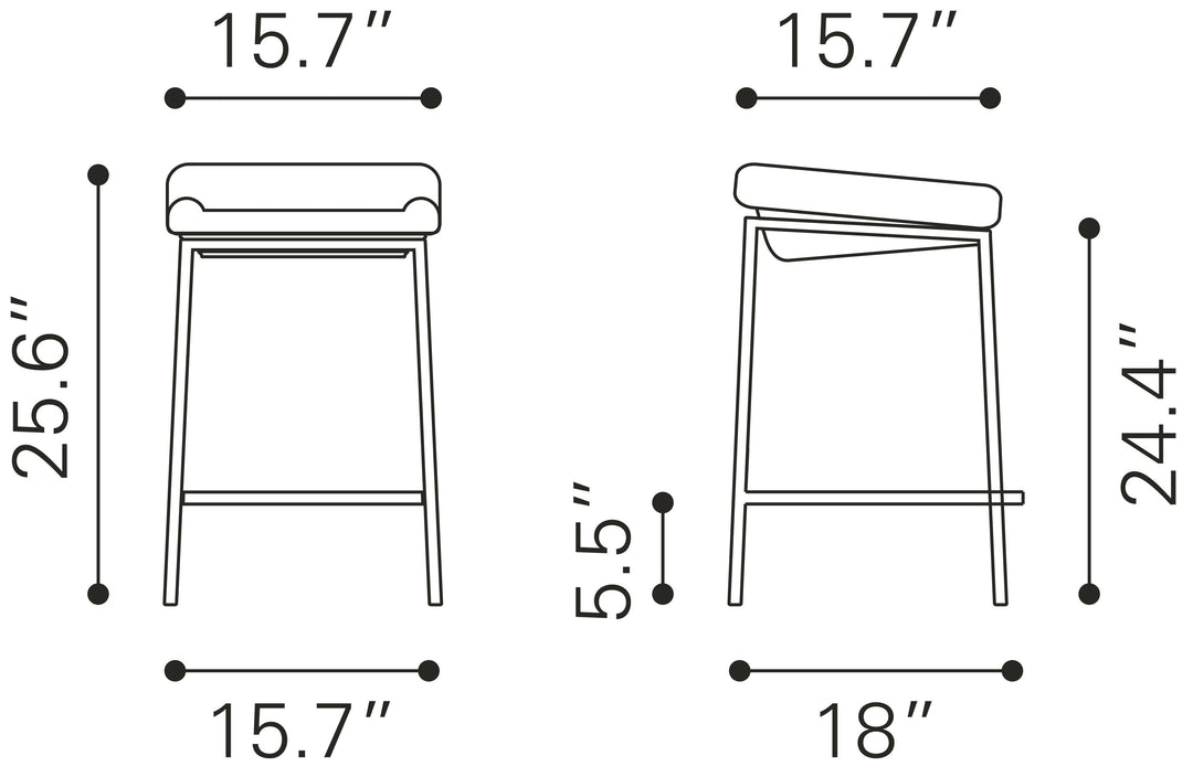 Zuo Lids Counter Stool (Set of 2) Dark Gray