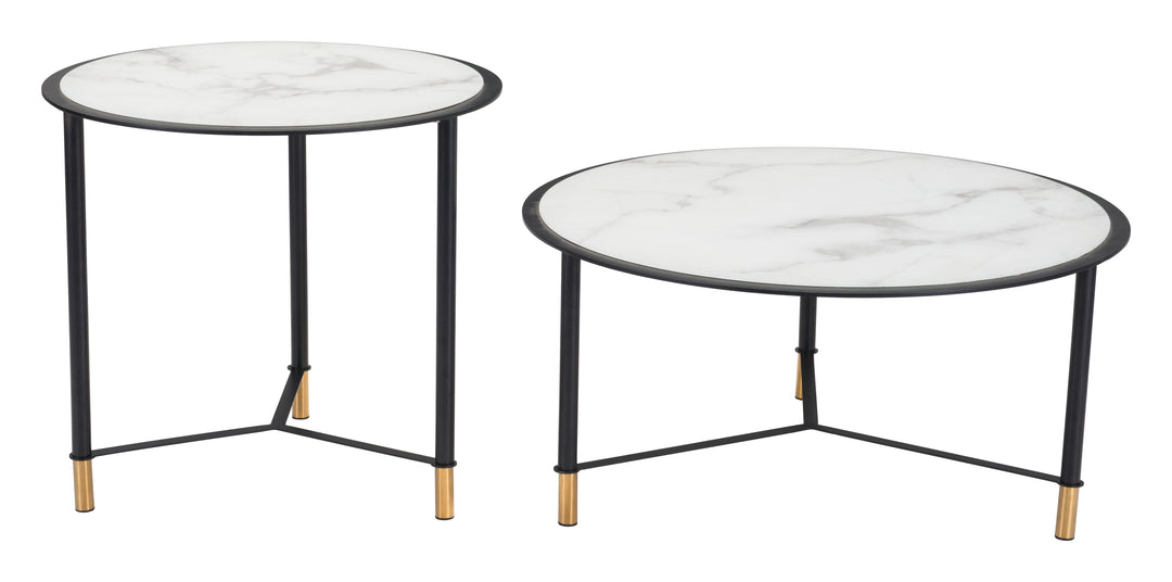 Zuo Davis Coffee Table Set (2-Piece) White & Black