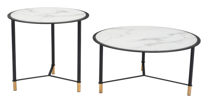 Zuo Davis Coffee Table Set (2-Piece) White & Black