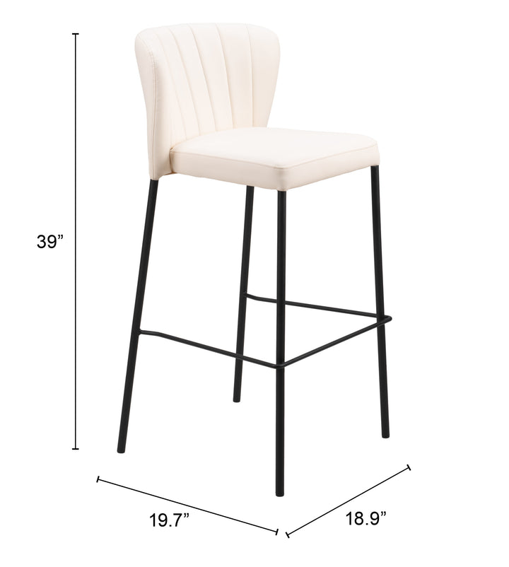 Zuo Linz Barstool (Set of 2) Cream