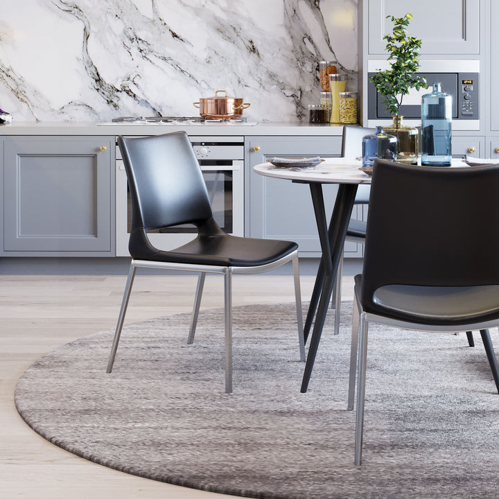 Zuo Ace Dining Chair (Set of 2) Black & Silver