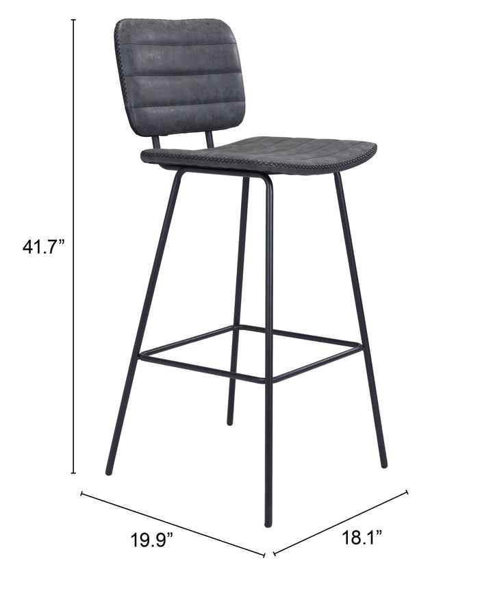 Zuo Boston Barstool (Set of 2) Vintage Black