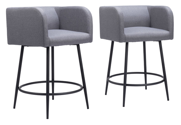 Zuo Horbat Counter Stool (Set of 2) Gray