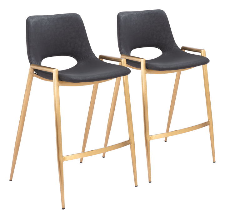 Zuo Desi Counter Stool (Set of 2) Black & Gold