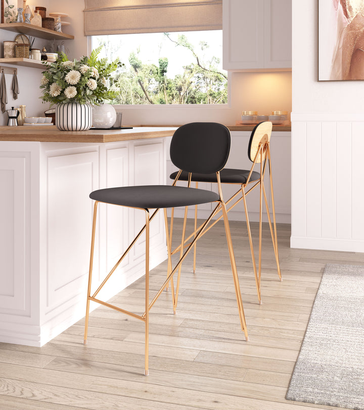 Zuo Georges Counter Stool (Set of 2) Gray & Gold