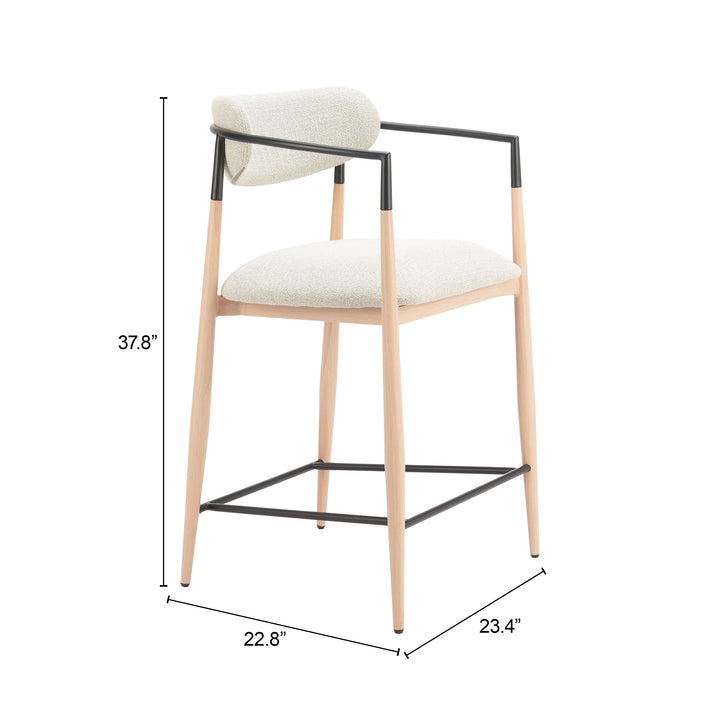 Zuo Equinox Counter Stool Oyster Gray & Natural