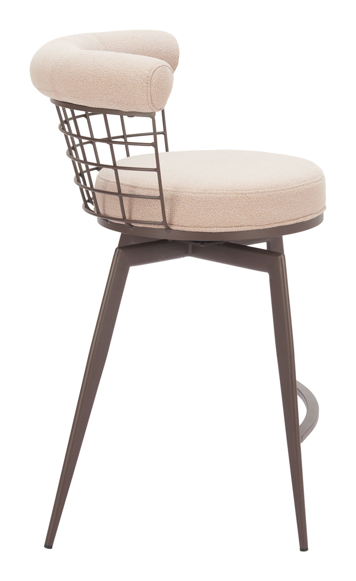 Zuo Saku Swivel Counter Stool Beige & Brown
