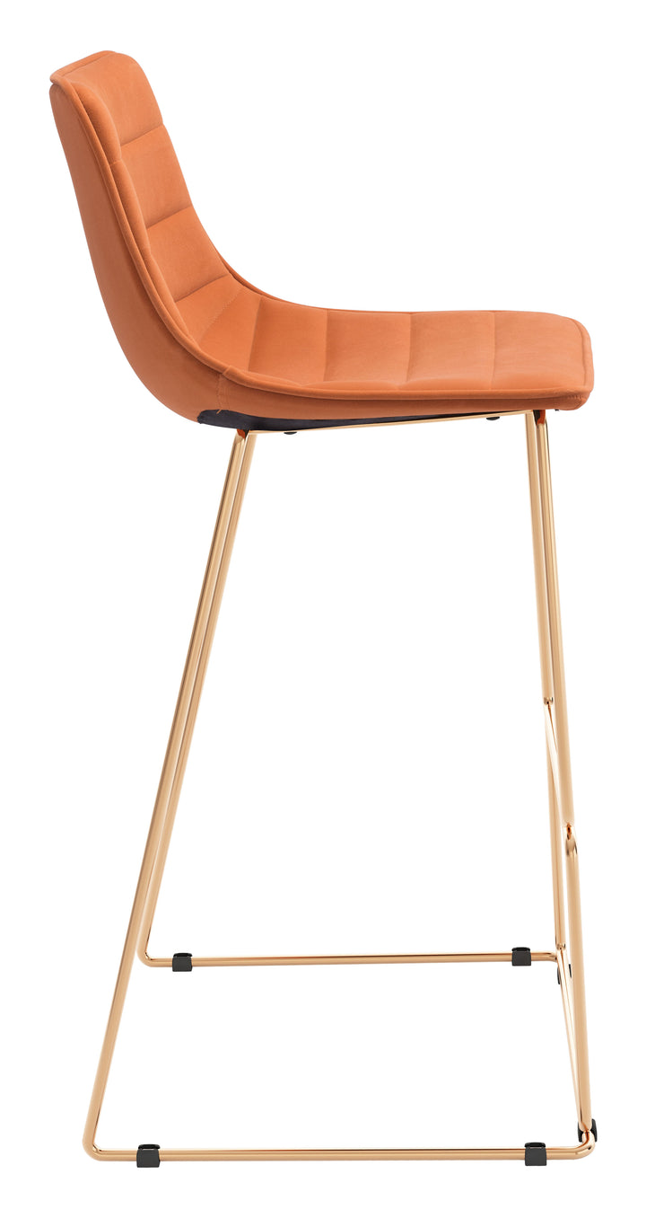 Zuo Adele Barstool (Set of 2) Orange & Gold