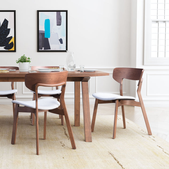 Zuo Russell Dining Chair (Set of 2) Walnut & Light Gray
