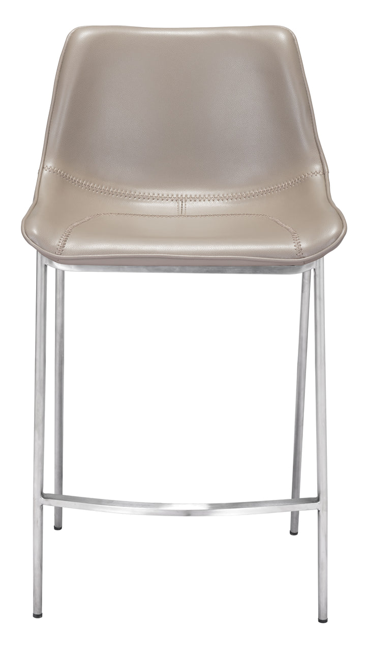 Zuo Magnus Counter Stool (Set of 2) Brown & Silver
