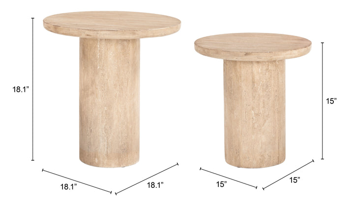 Zuo Fenith Accent Table Set (2-Piece) Natural