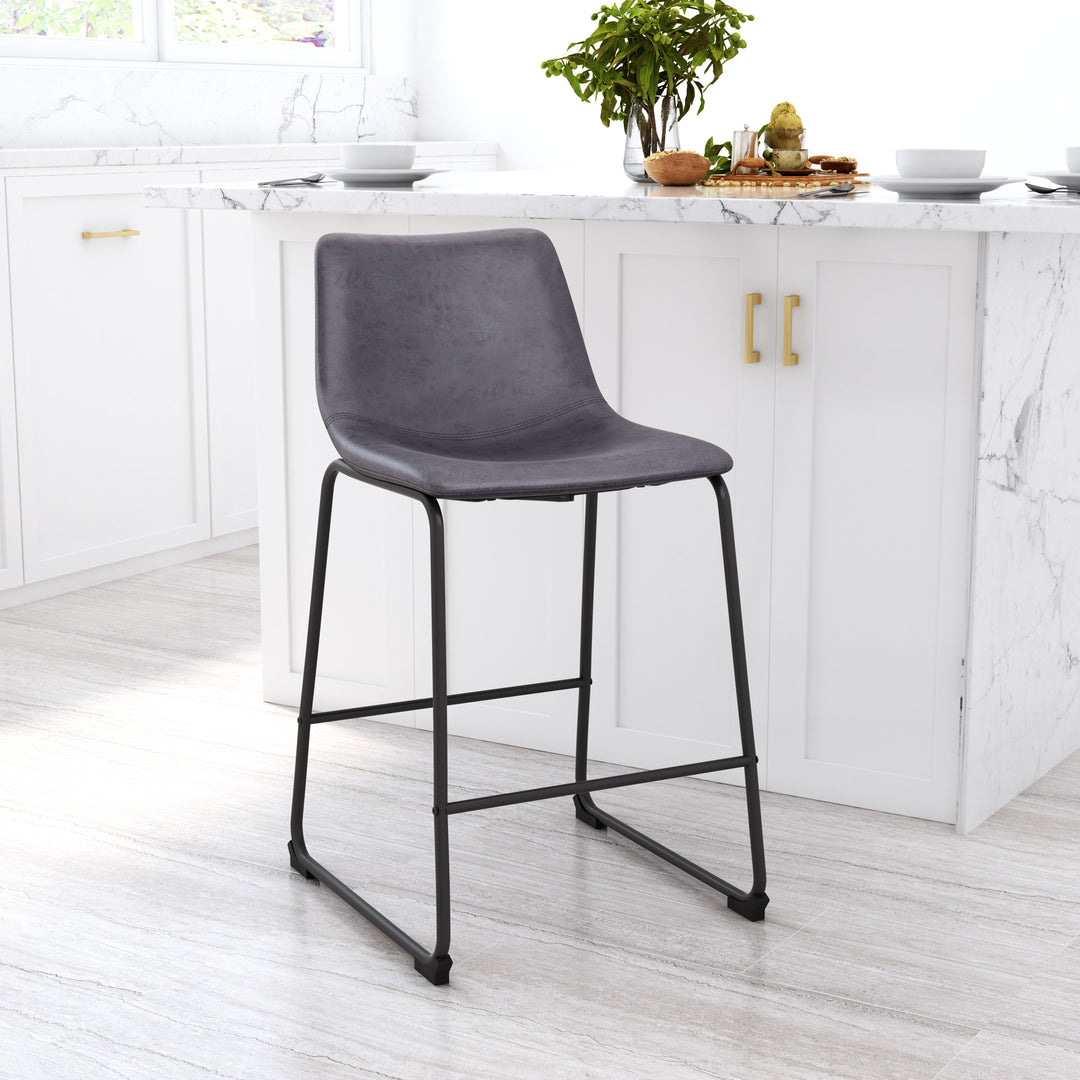 Zuo Smart Counter Stool (Set of 2) Charcoal