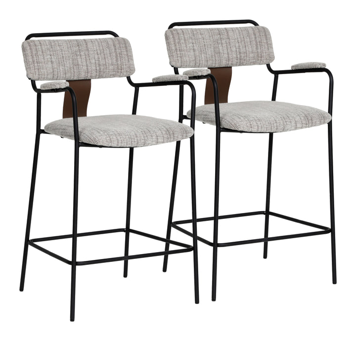 Zuo Couva Counter Stool (Set of 2) Gray Tweed