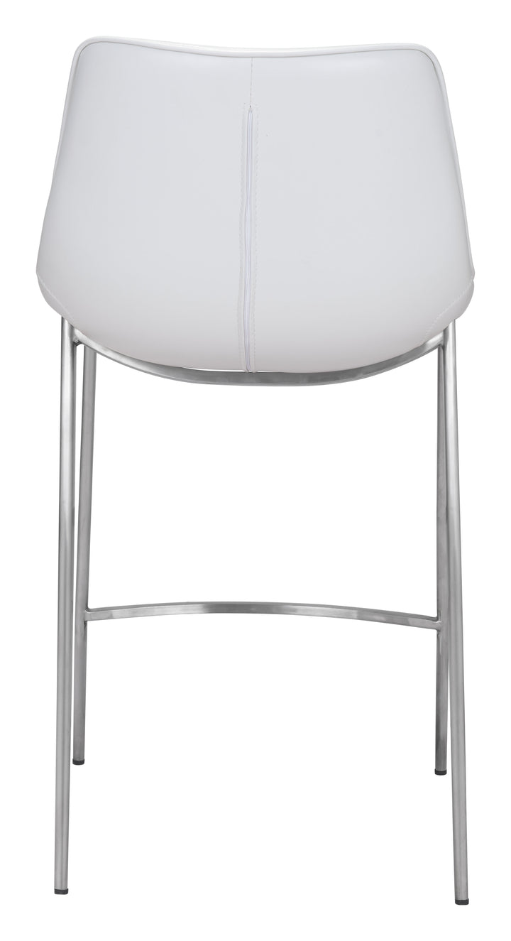 Zuo Magnus Counter Stool (Set of 2) White & Silver