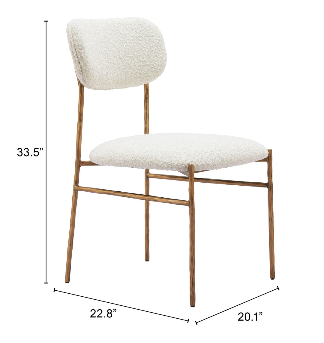 Zuo Sydhavnen Dining Chair Cream & Gold
