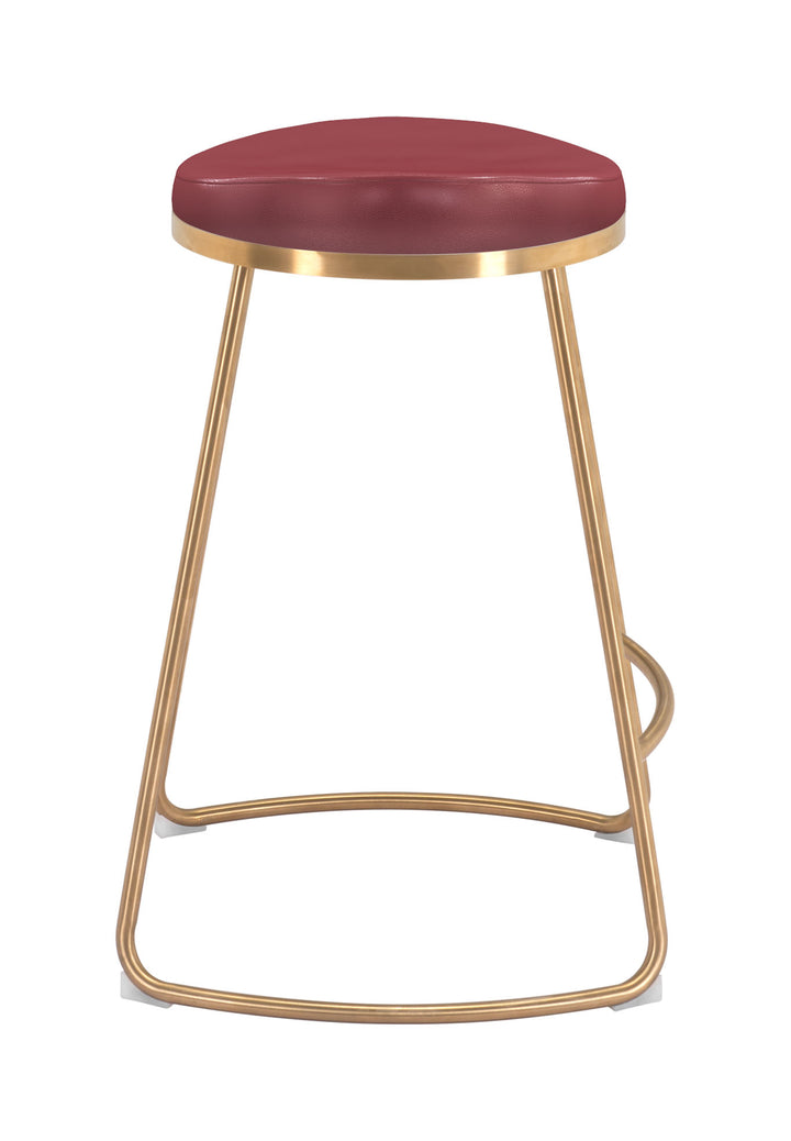 Zuo Bree Counter Stool (Set of 2) Burgundy & Gold