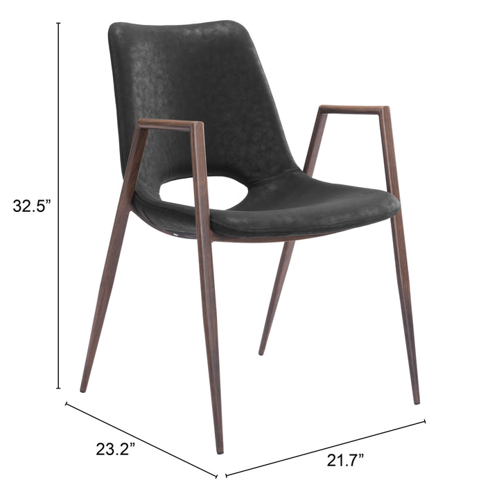 Zuo Desi Dining Chair (Set of 2) Black & Walnut