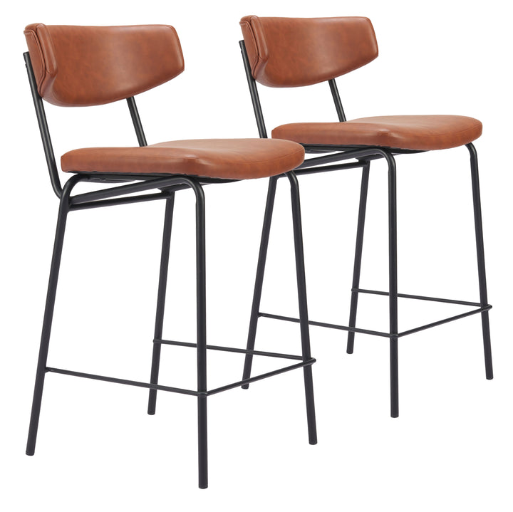 Zuo Charon Counter Stool (Set of 2) Vintage Brown