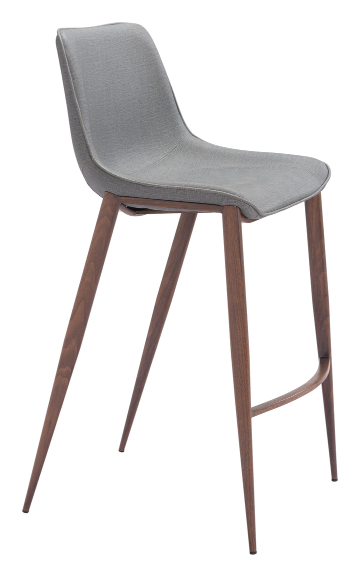 Zuo Magnus Barstool (Set of 2) Slate Gray & Walnut