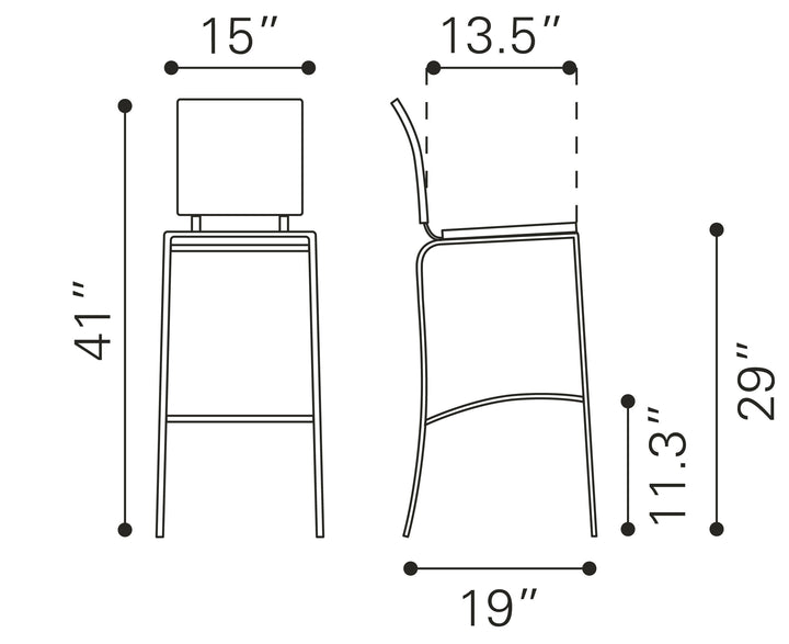 Zuo Criss Cross Barstool (Set of 2) Black