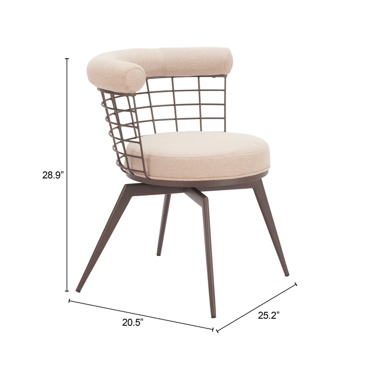 Zuo Saku Swivel Dining Chair Beige & Brown
