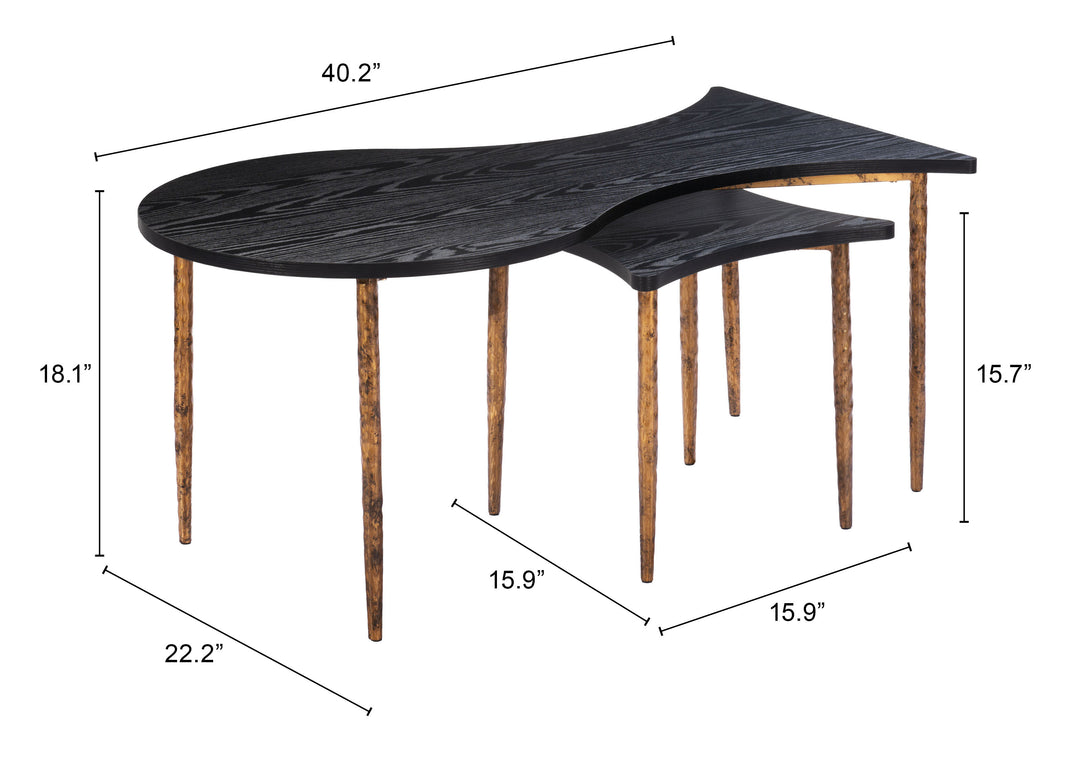 Zuo Norden Coffee Table Set (2-Piece) Black & Bronze