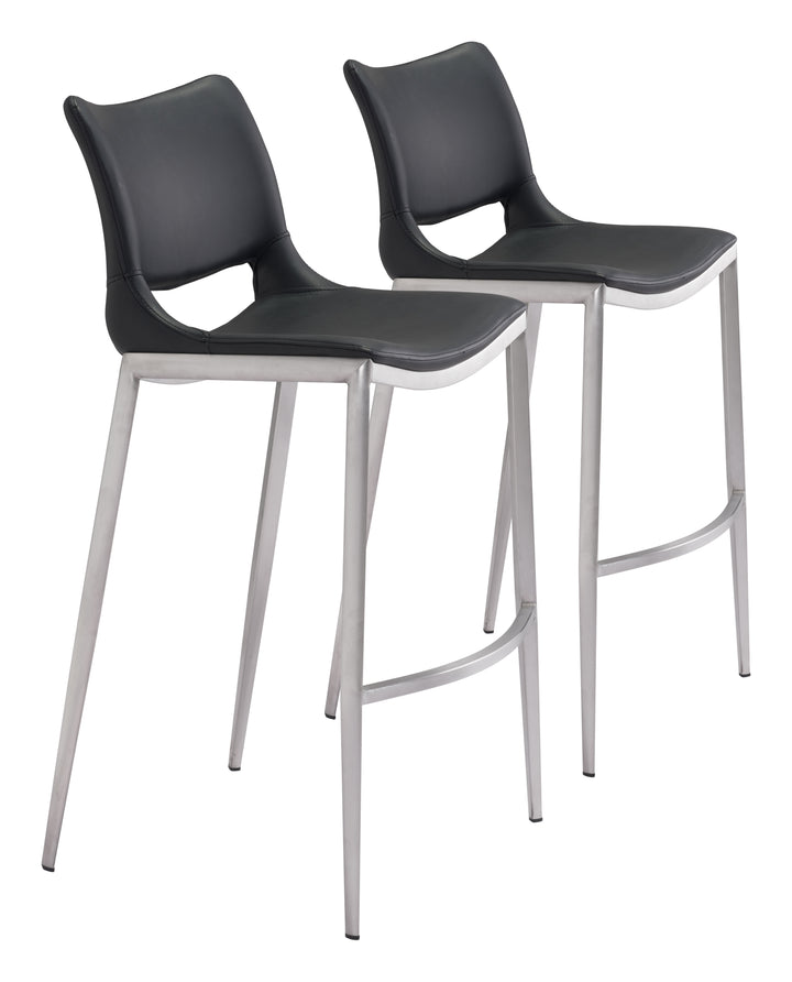 Zuo Ace Barstool (Set of 2) Black & Silver