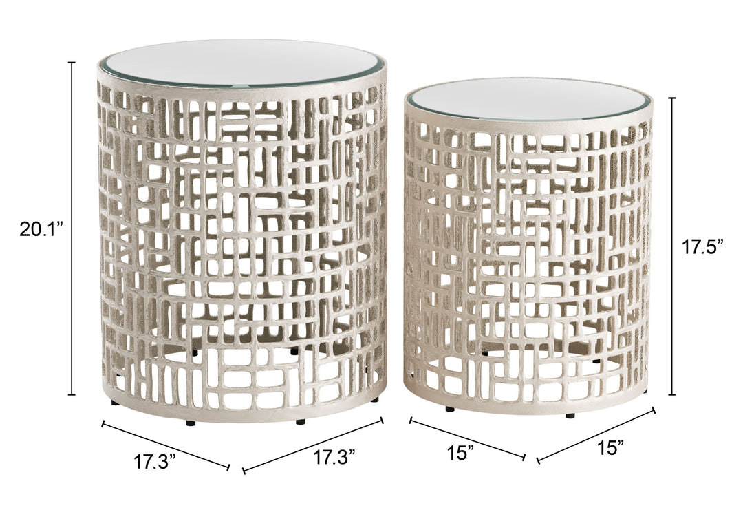 Zuo Reden Side Table Set (2-Piece) Silver