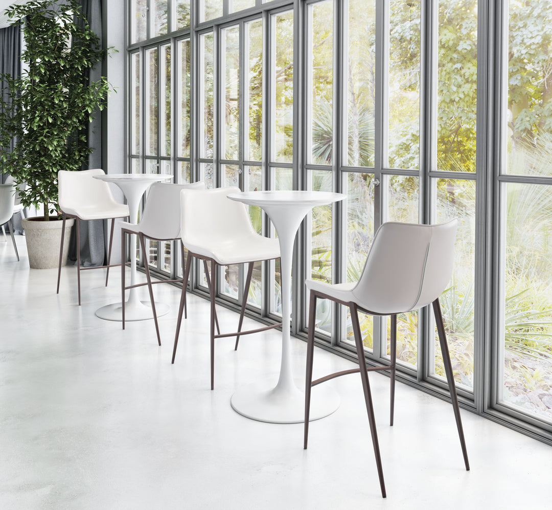 Zuo Magnus Barstool (Set of 2) White & Walnut