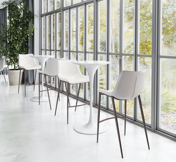 Zuo Magnus Barstool (Set of 2) White & Walnut