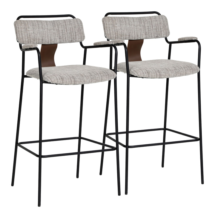 Zuo Couva Barstool (Set of 2) Gray Tweed