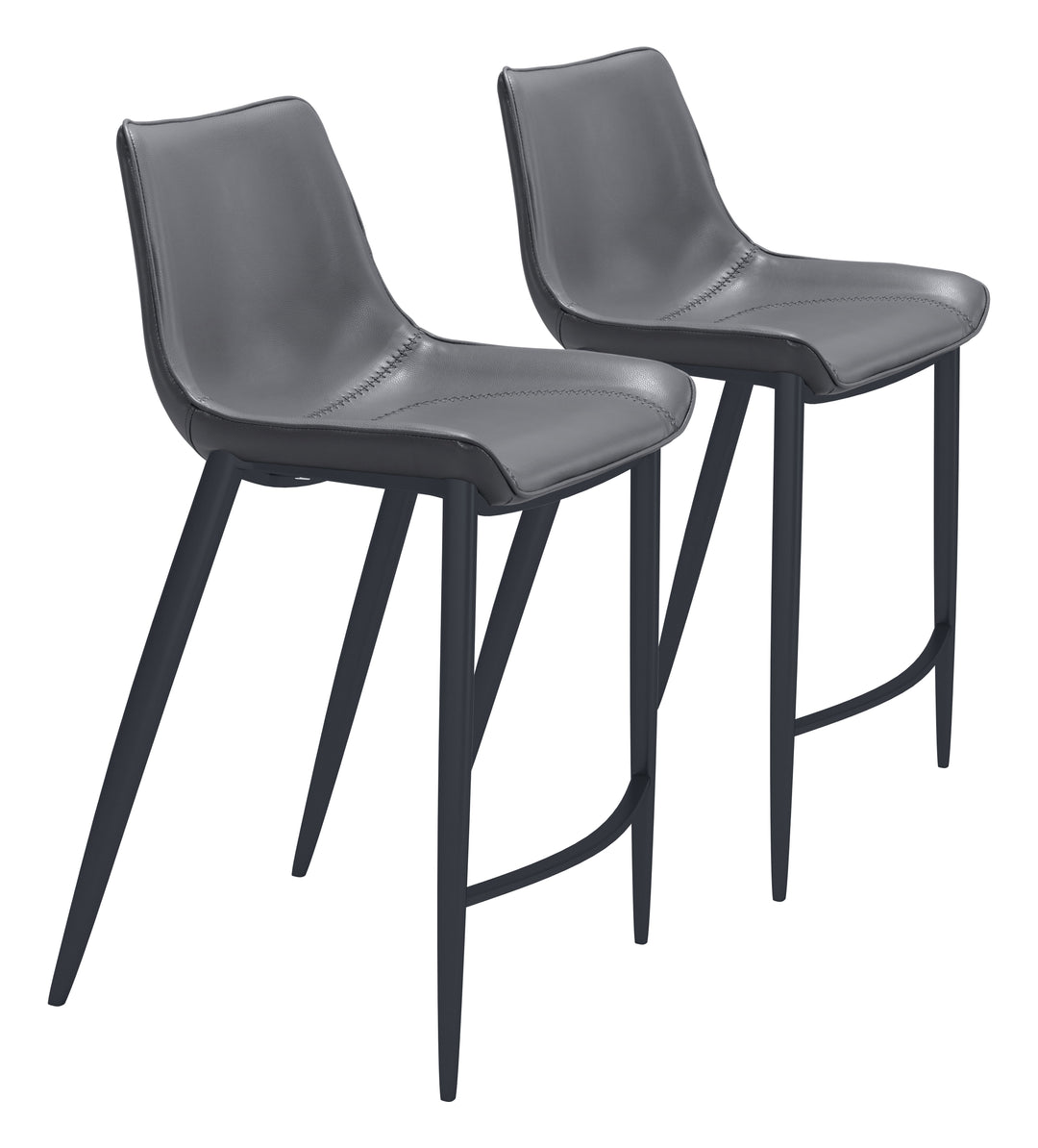 Zuo Magnus Counter Stool (Set of 2) Dark Gray & Black