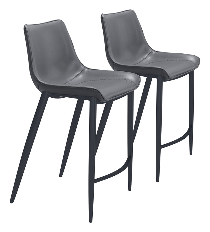 Zuo Magnus Counter Stool (Set of 2) Dark Gray & Black