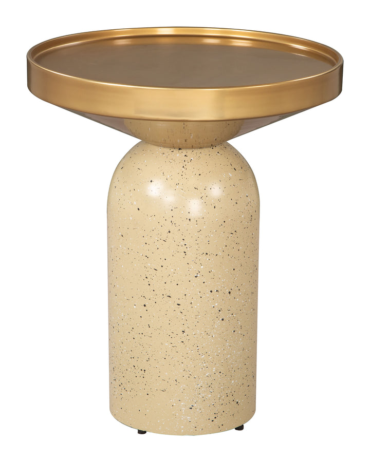 Zuo Cendre Side Table Gold & Beige