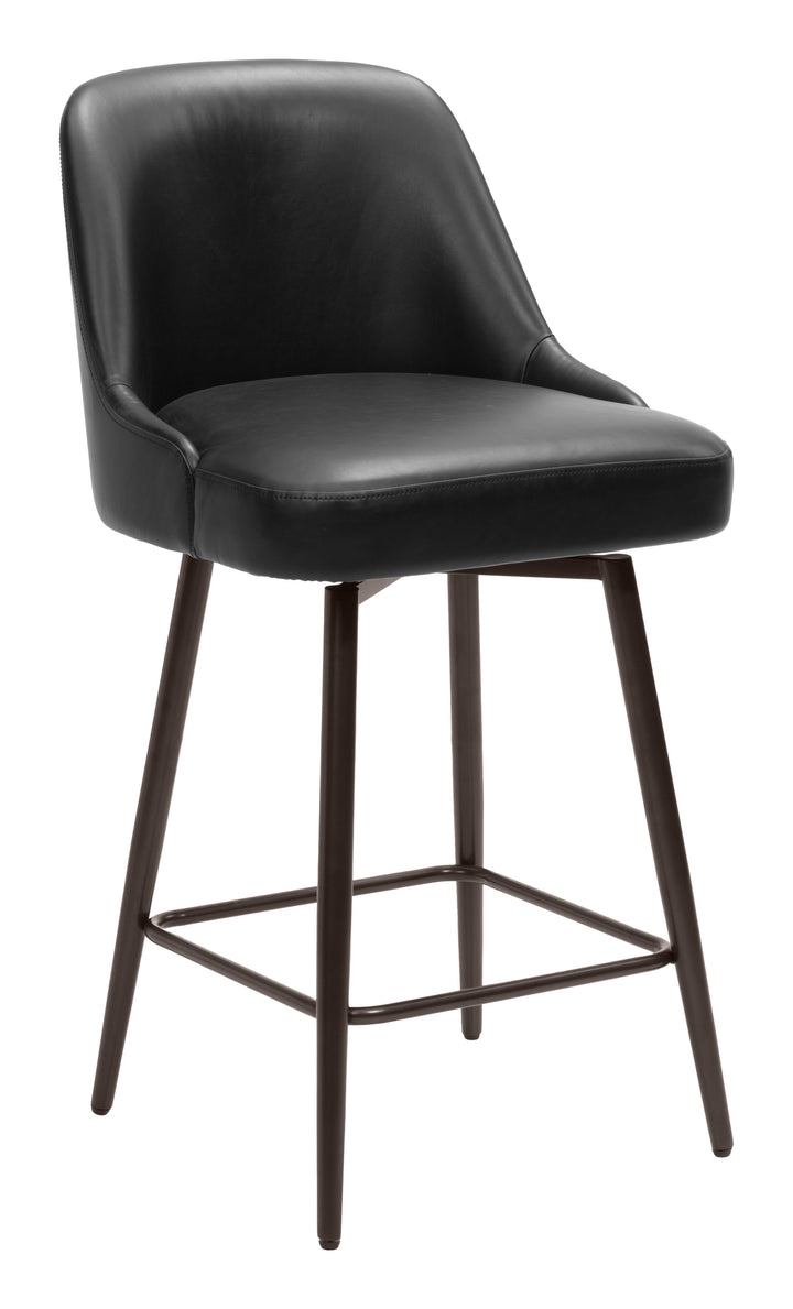 Zuo Keppel Swivel Counter Stool Black & Bronze