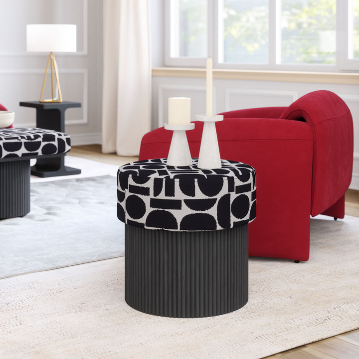 Zuo Boto Storage Ottoman Black & White