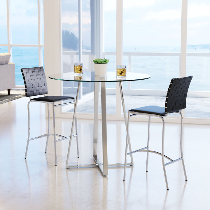 Zuo Criss Cross Counter Stool (Set of 2) Black